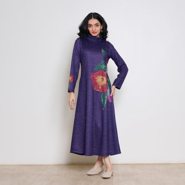 Orchid Woollen Statement Dress - Violet