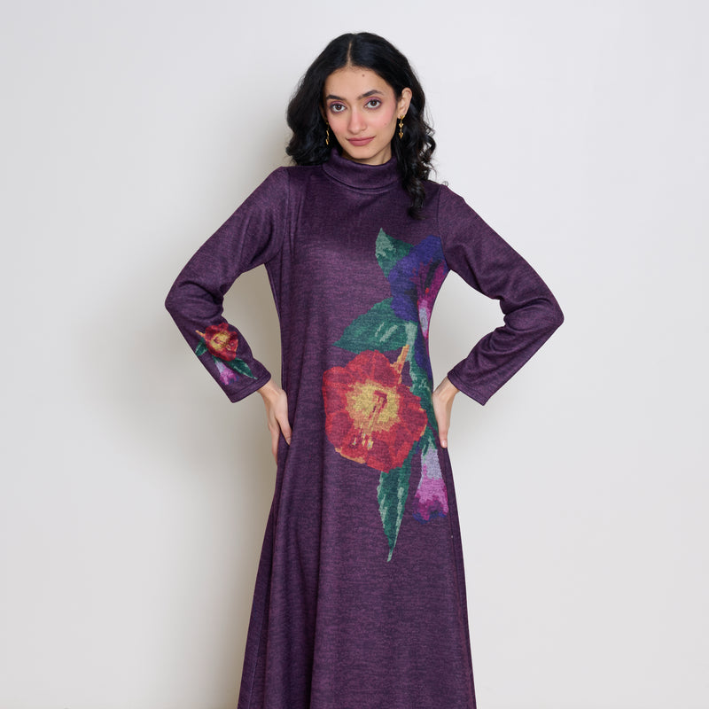 Orchid Woollen Statement Dress - Cherry Lacquer