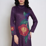 Orchid Woollen Statement Dress - Cherry Lacquer