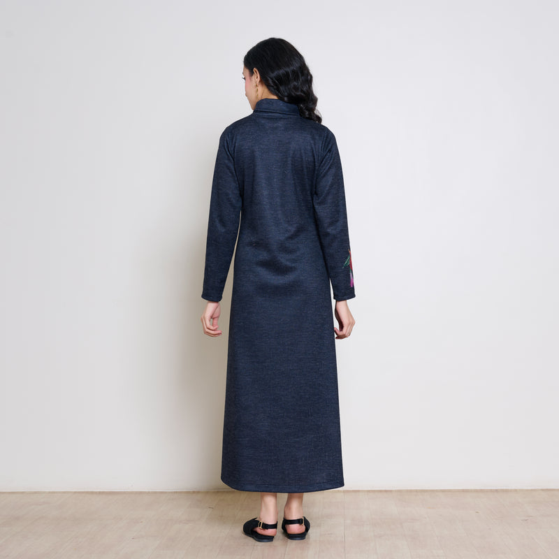 Orchid Woollen Statement Dress - Black