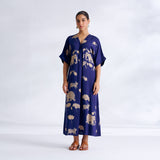 Ele Fun Modal Satin Dress - Royal Blue