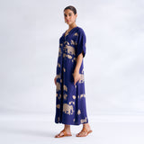 Ele Fun Modal Satin Dress - Royal Blue