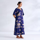 Ele Fun Modal Satin Dress - Royal Blue