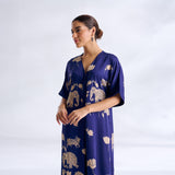 Ele Fun Modal Satin Dress - Royal Blue