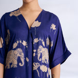 Ele Fun Modal Satin Dress - Royal Blue