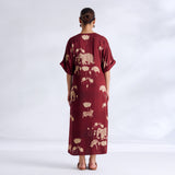 Ele Fun Modal Satin Dress - Maroon