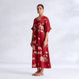 Ele Fun Modal Satin Dress - Rust Orange