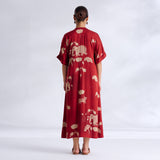 Ele Fun Modal Satin Dress - Rust Orange