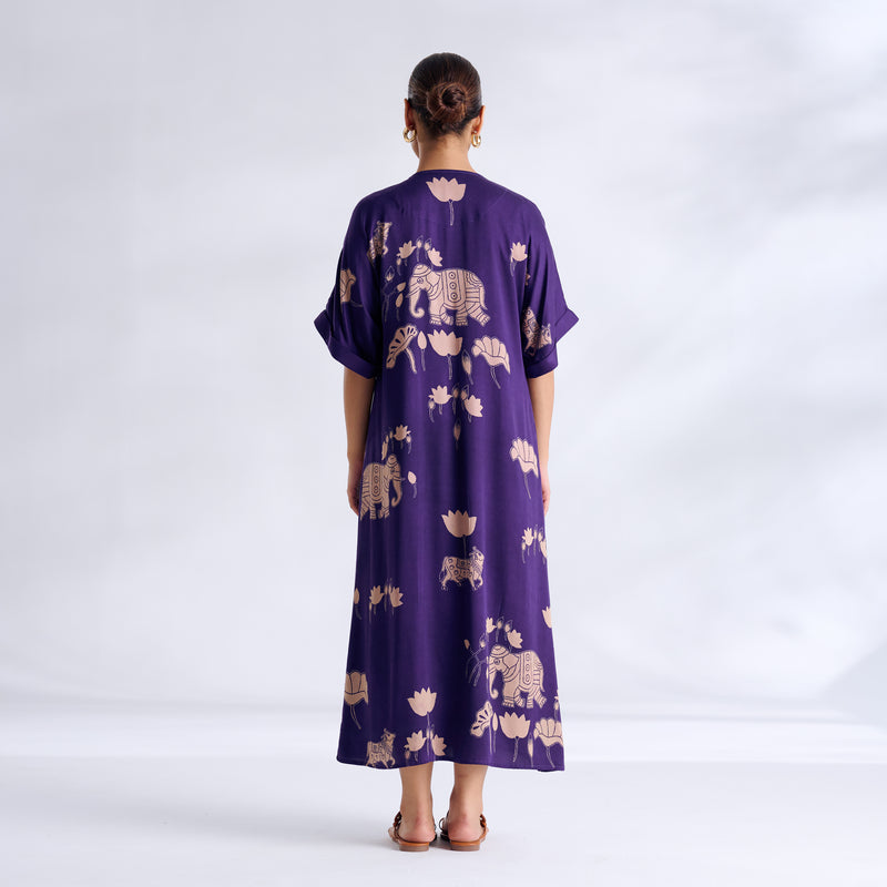 Ele Fun Modal Satin Dress - Violet