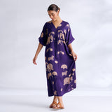 Ele Fun Modal Satin Dress - Violet