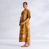 Ele Fun Modal Satin Dress - Yellow