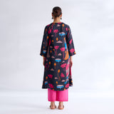 Rasika Modal Satin Kurta - Black