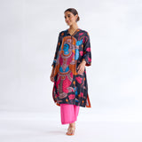 Rasika Modal Satin Kurta Set - Black