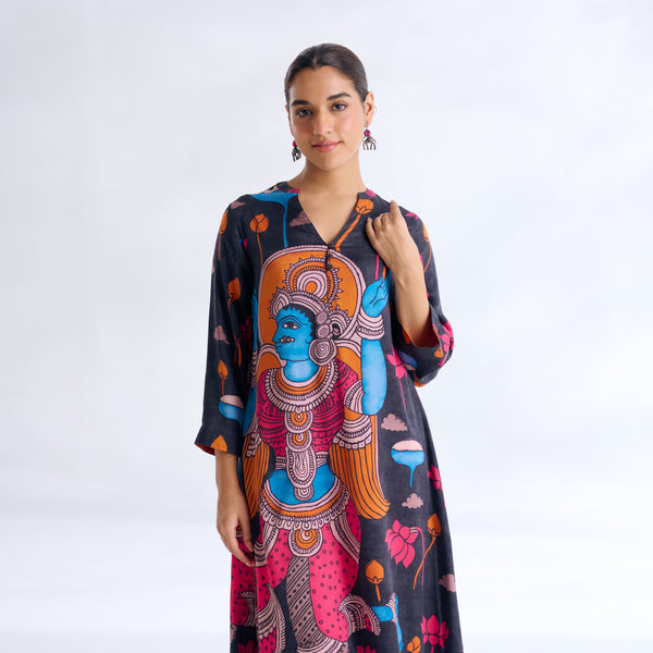 Rasika Modal Satin Kurta - Black