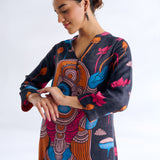 Rasika Modal Satin Kurta - Black