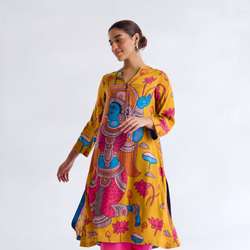 Rasika Modal Satin Kurta - Yellow