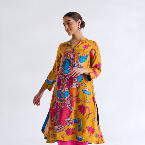 Rasika Modal Satin Kurta - Yellow