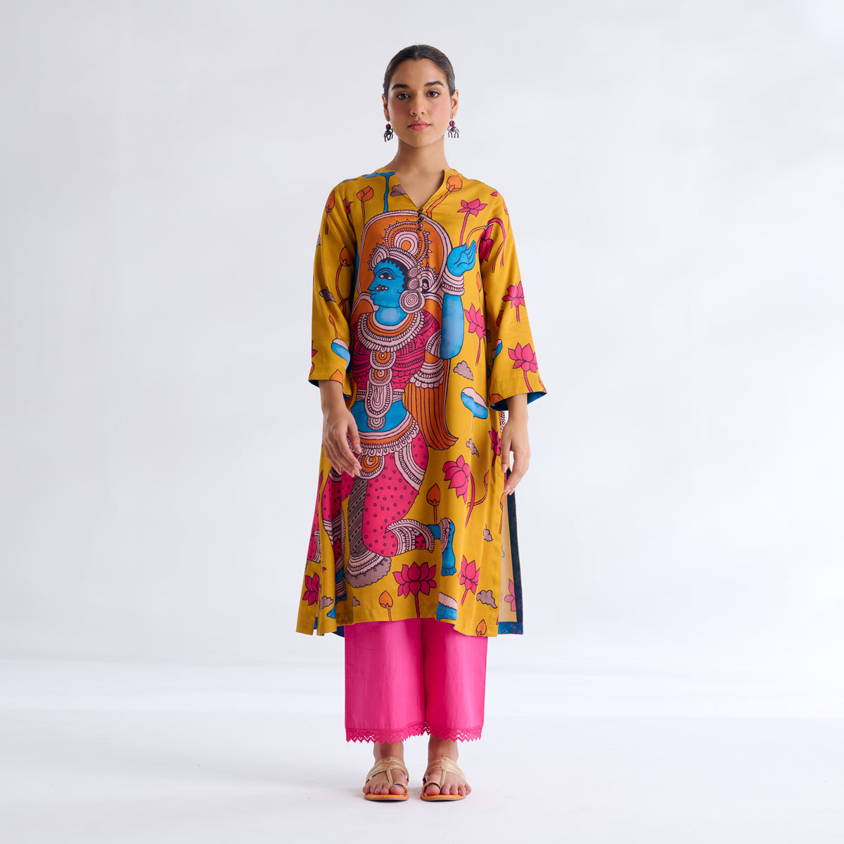 Rasika Modal Satin Kurta - Yellow