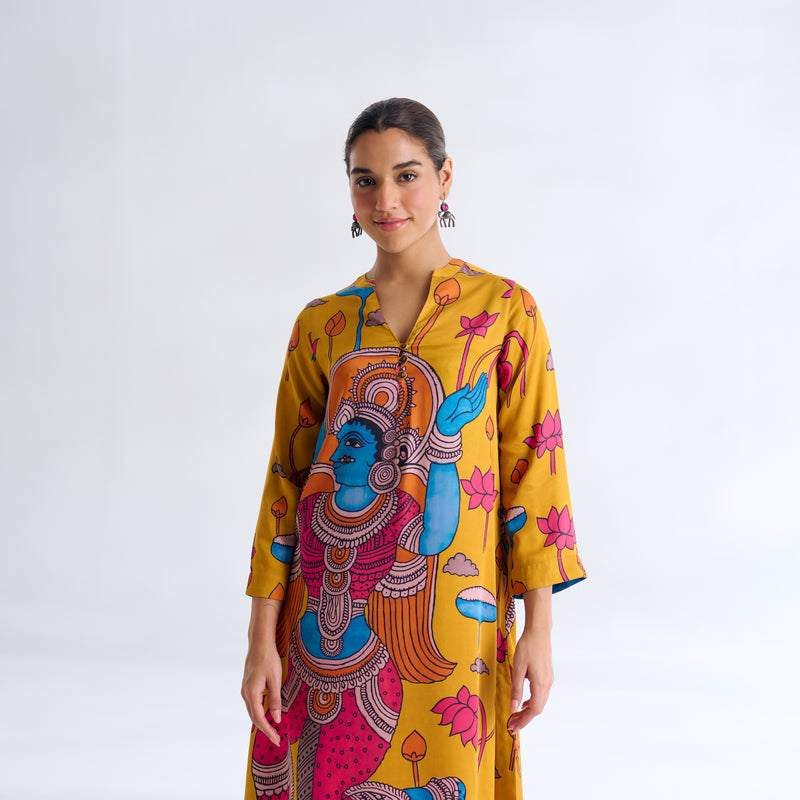 Rasika Modal Satin Kurta - Yellow