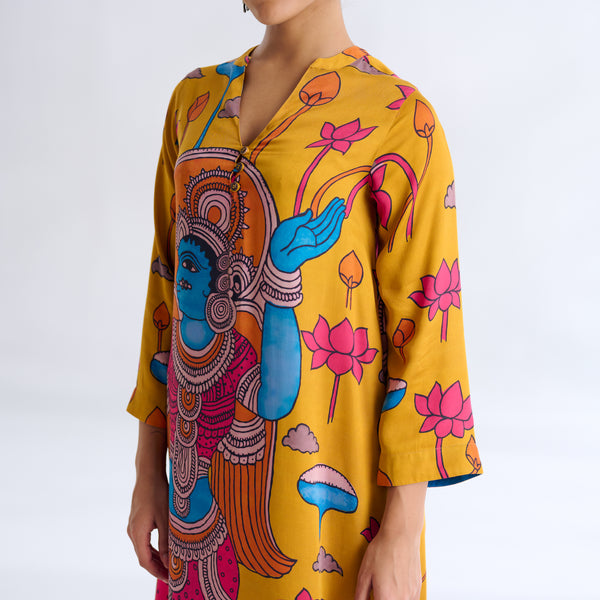 Rasika Modal Satin Kurta - Yellow