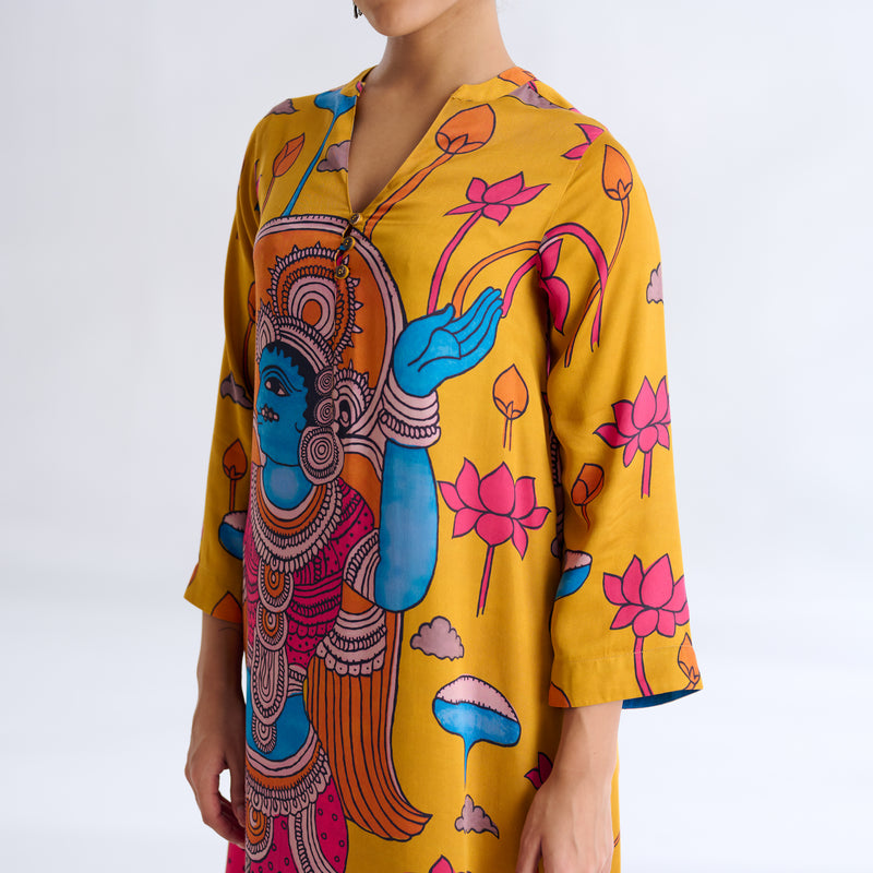Rasika Modal Satin Kurta - Yellow
