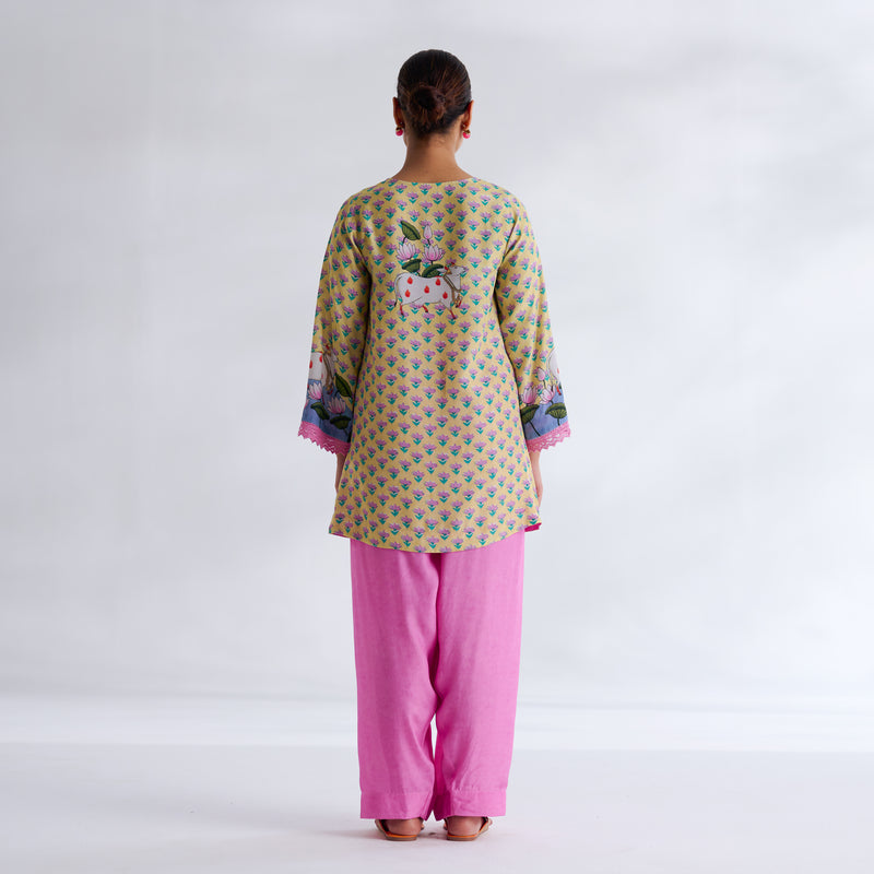 Lotus Shantoon Farsi Salwar Set - Lemon Yellow