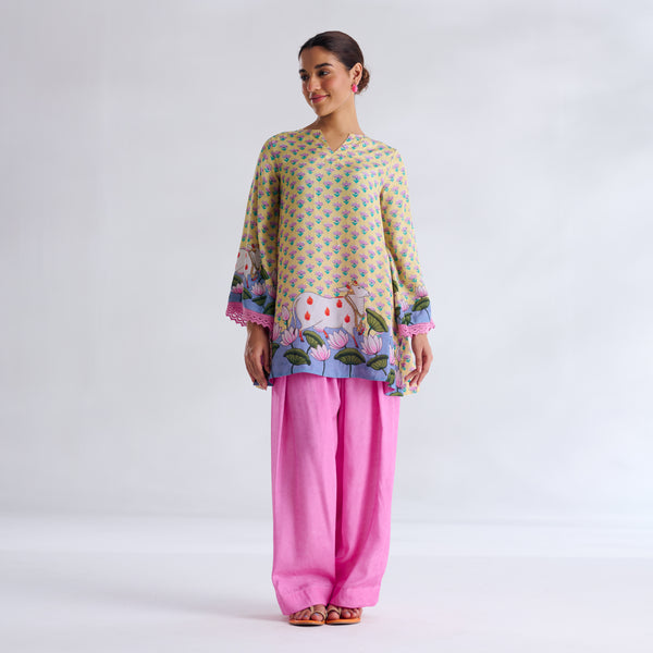 Lotus Shantoon Farsi Salwar Set - Lemon Yellow