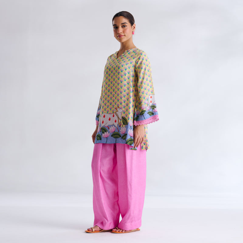 Lotus Shantoon Farsi Salwar Set - Lemon Yellow