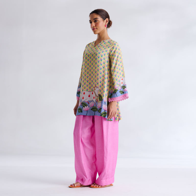 Lotus Shantoon Farsi Salwar Set - Lemon Yellow