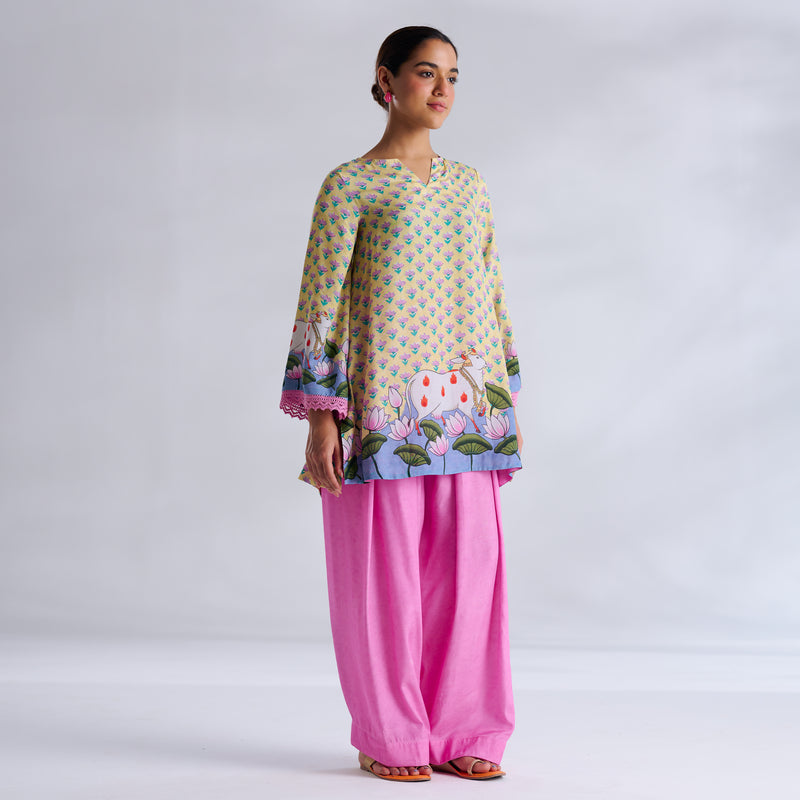Lotus Shantoon Farsi Salwar Set - Lemon Yellow