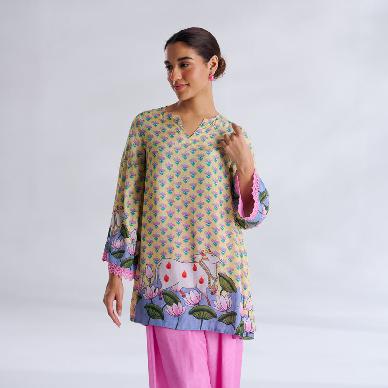 Lotus Shantoon Farsi Salwar Set - Lemon Yellow