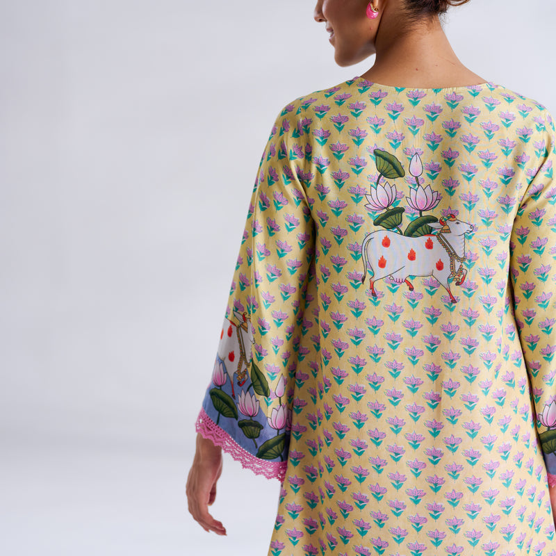Lotus Shantoon Farsi Salwar Set - Lemon Yellow