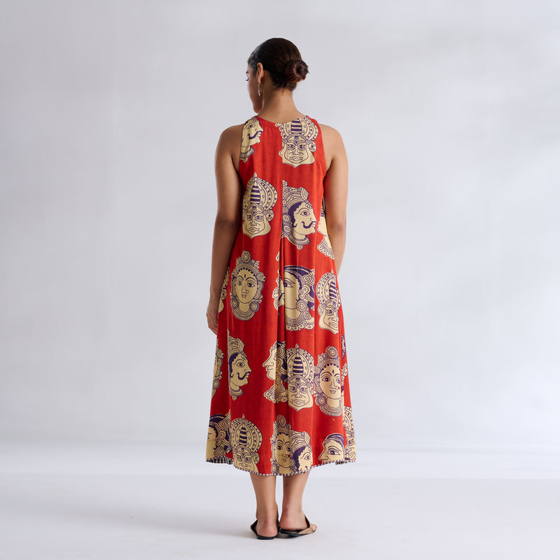 Roopika Modal Satin Dress - Orange