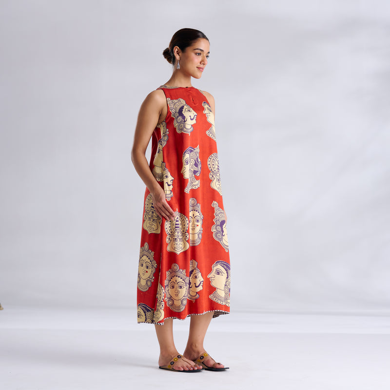 Roopika Modal Satin Dress - Orange
