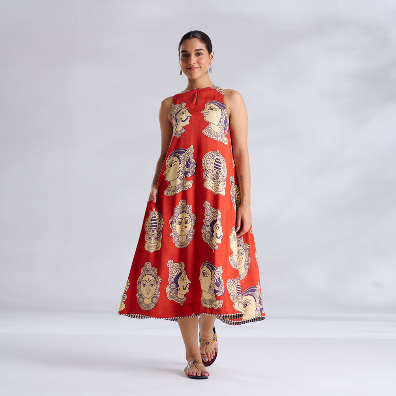 Roopika Modal Satin Dress - Orange