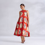 Roopika Modal Satin Dress - Orange