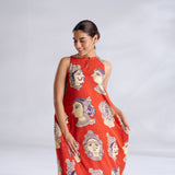 Roopika Modal Satin Dress - Orange