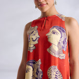 Roopika Modal Satin Dress - Orange