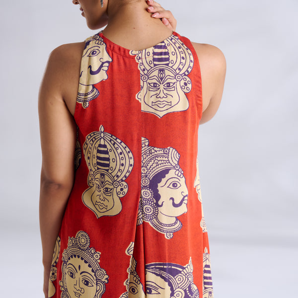 Roopika Modal Satin Dress - Orange