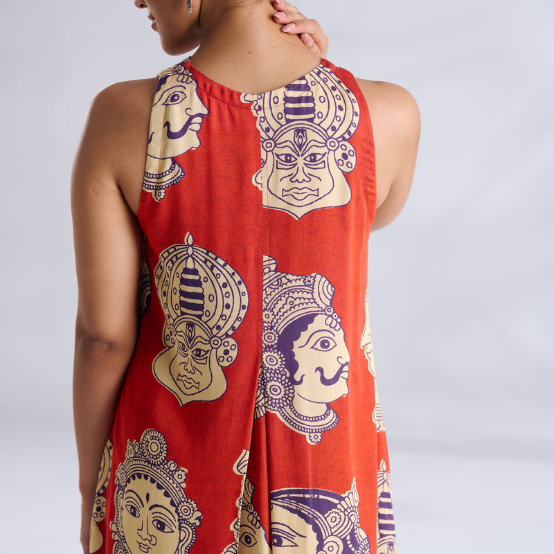 Roopika Modal Satin Dress - Orange