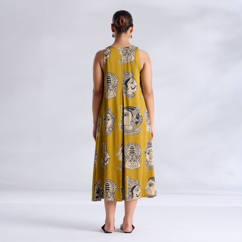 Roopika Modal Satin Dress - Ochre Yellow