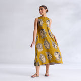 Roopika Modal Satin Dress - Ochre Yellow