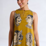 Roopika Modal Satin Dress - Ochre Yellow