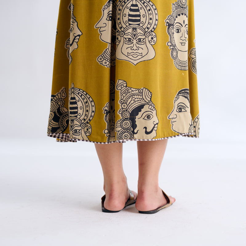 Roopika Modal Satin Dress - Ochre Yellow