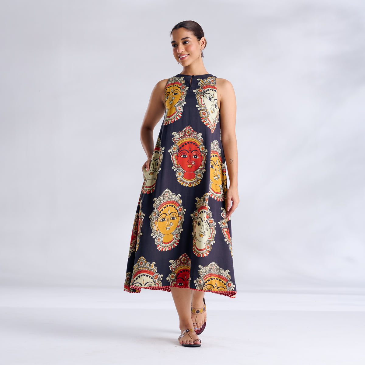 Roopika Modal Satin Dress - Charcoal