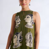 Roopika Modal Satin Dress - Henna Green
