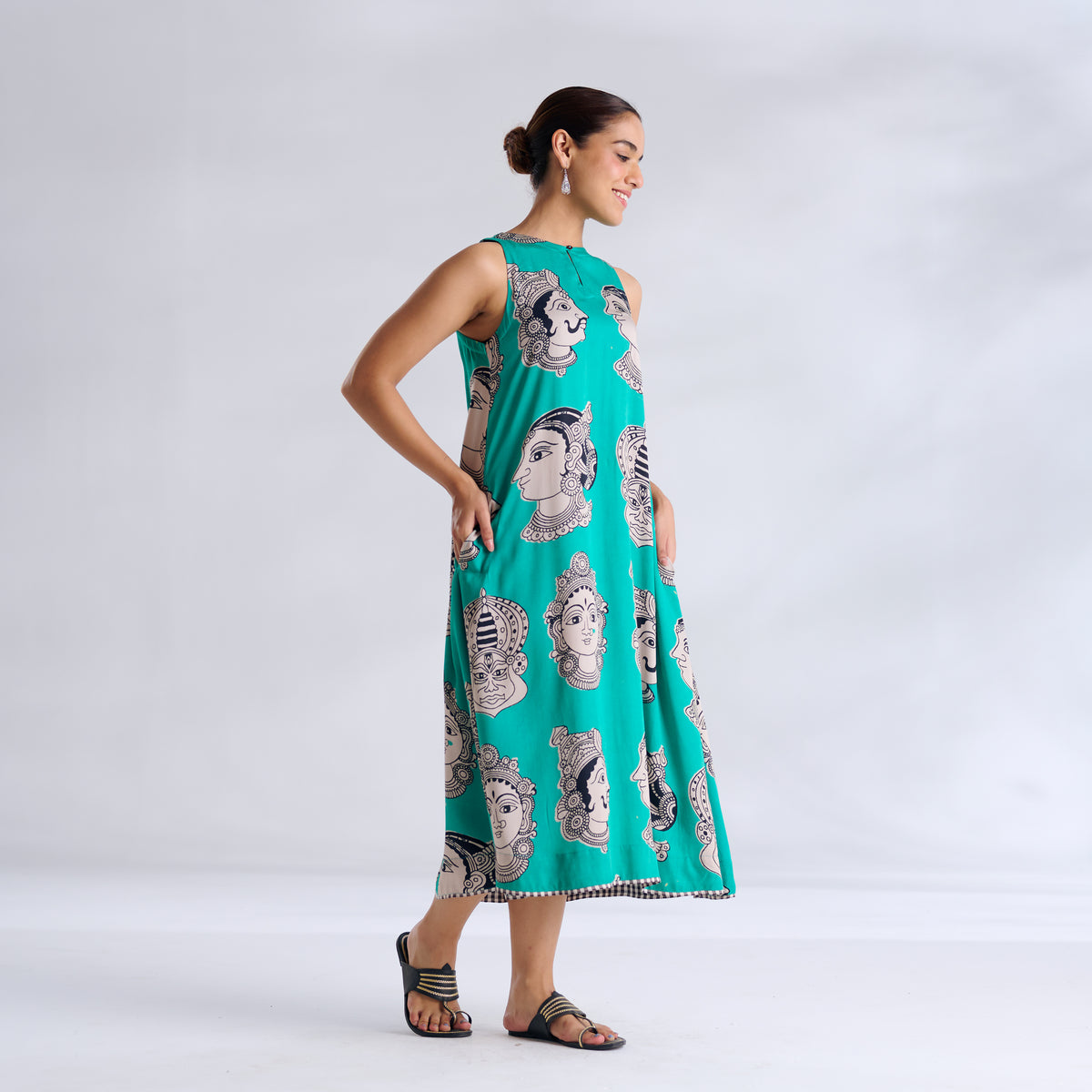 Roopika Modal Satin Dress - Turquoise