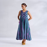 Madonna Shantoon Striped Dress - Teal & Purple