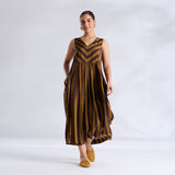 Madonna Shantoon Striped Dress - Brown & Henna