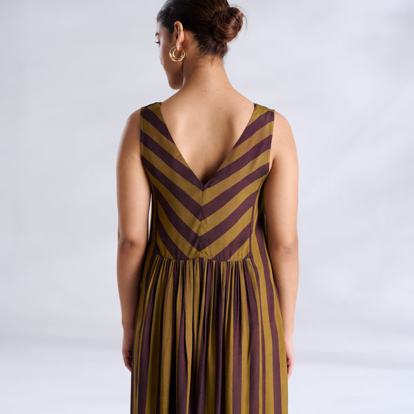 Madonna Shantoon Striped Dress - Brown & Henna